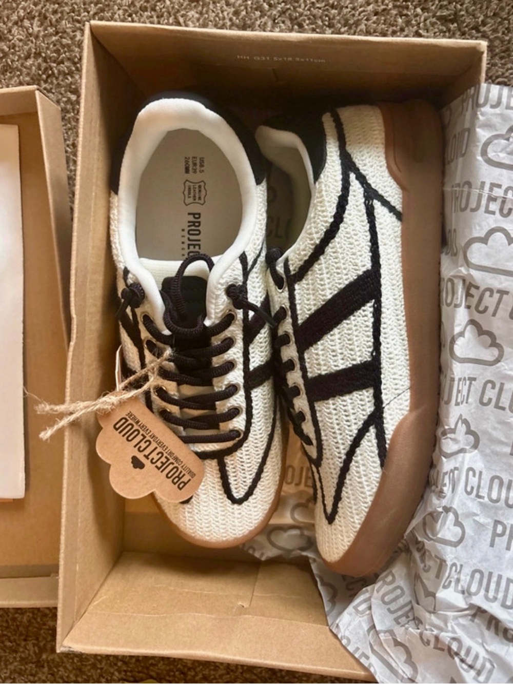Project Cloud Women’s Cream Knit Sneakers with Black Accents